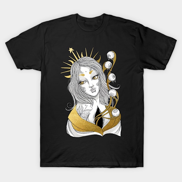 Golden Virgin T-Shirt by Magda Chonillo